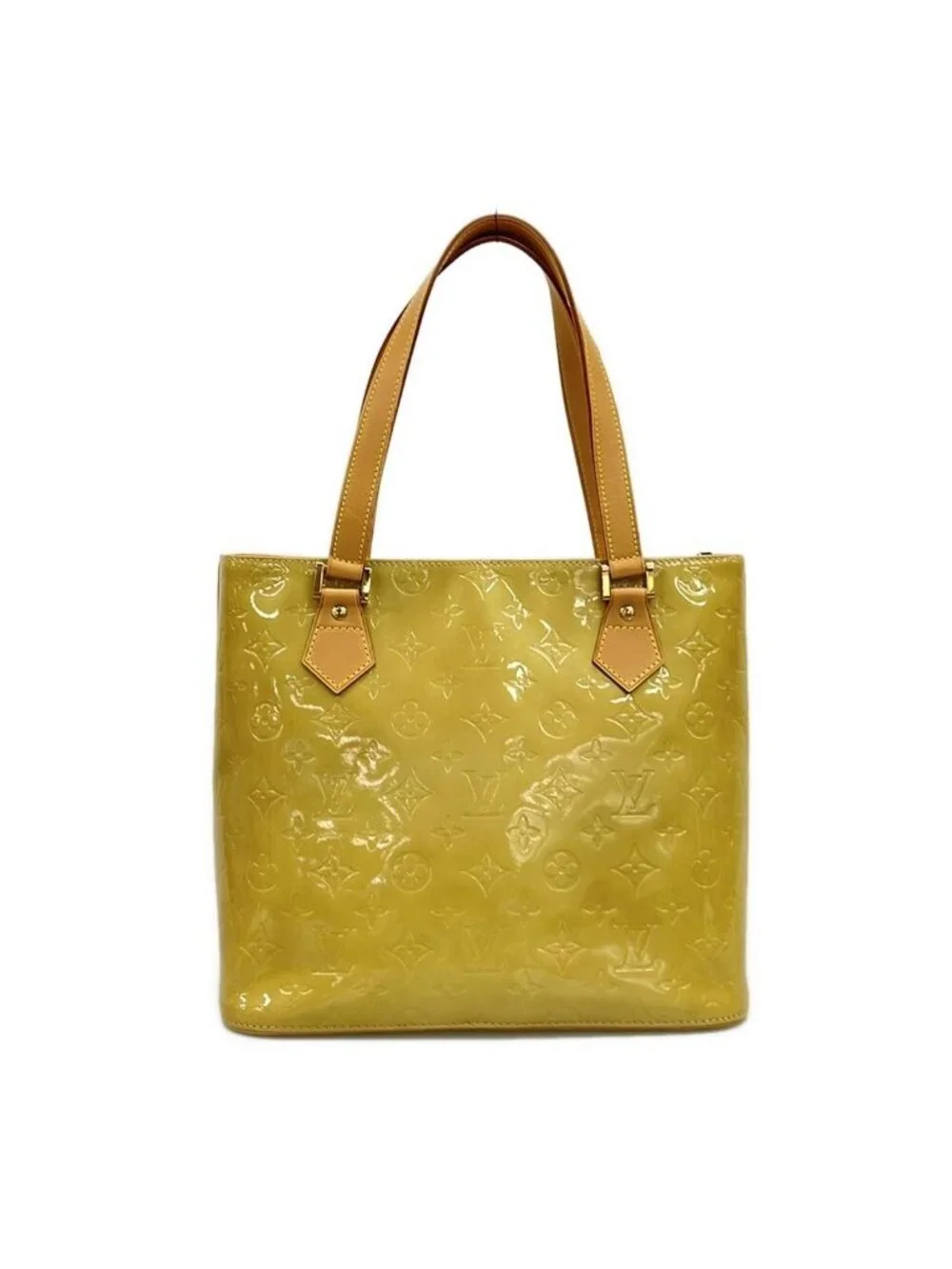 ★SOLD★ Louis Vuitton Tote Monogram Vernis Houston Soft Beige Leather - Picture 3 of 11